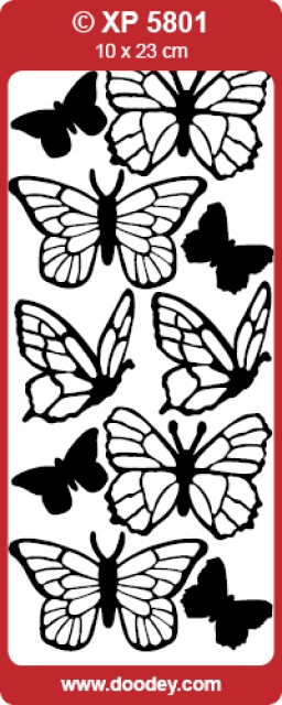 Stickerbogen 10 x 23 cm Schmetterlinge Hologramm rot