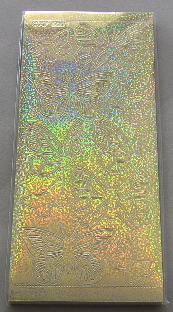 Stickerbogen 10 x 23 cm Schmetterlinge Hologramm gold