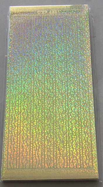 Stickerbogen 10 x 23 cm holografisch Bordüren und Wellen gold
