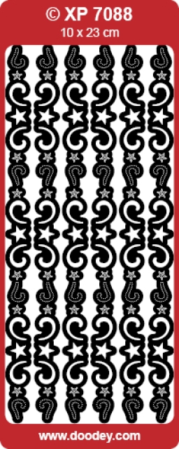 Stickerbogen 10 x 23 cm Aufkleber Transparent Sterne Ornament Bordüre silber