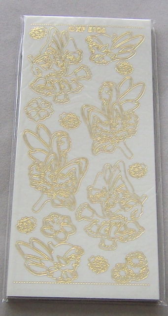 Stickerbogen 10 x 23 cm Aufkleber Transparent Garden Fairies gold