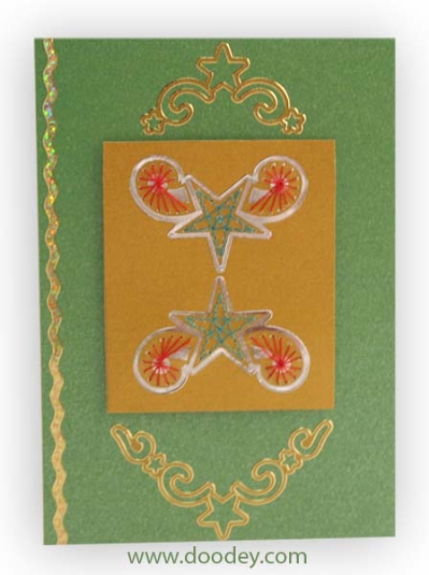 Stickerbogen 10 x 23 cm transparent Bordüren und Wellen gold