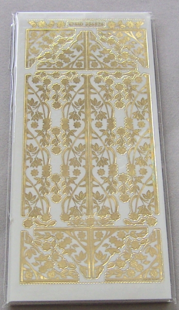 MD Sticker transparent Kanten, Ecken, Blüten gold