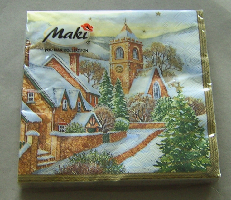 Serviette 3 - lagig Winterdorf gold pro Stück