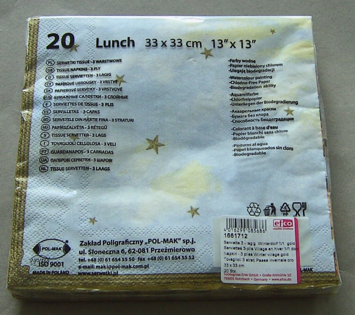 Serviette 3 - lagig Winterdorf gold pro Stück
