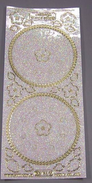 Stickerbogen 10 x 23 cm transparent Kreise gold Flitter