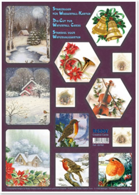 Reddy Cards Bastelpackung Wasserfallkarten, Landschaften, Musikinstrumente