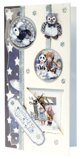 Reddy Cards Bastelset Weihnachten Stanzbogen Eule und Hund