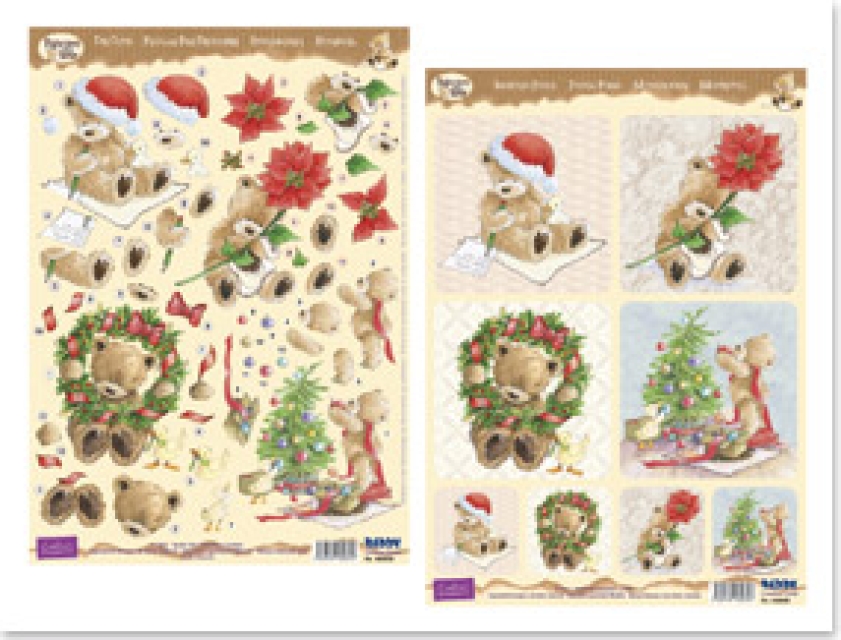 Reddy Cards "Popcorn the Bear" Christmas 3D Stanzbogen Set 2