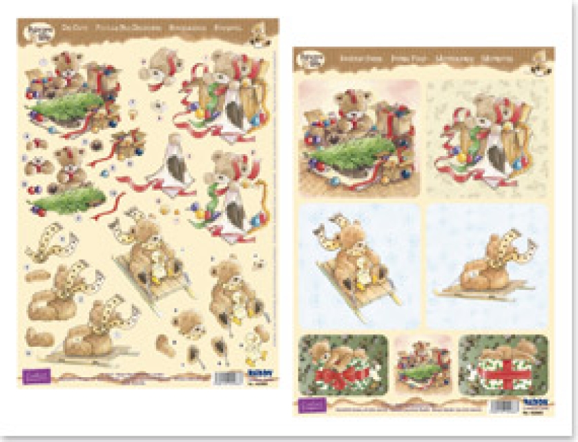 Reddy Cards "Popcorn the Bear" Christmas 3D Stanzbogen Set 3