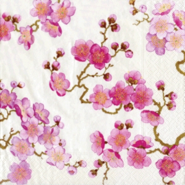 Caspari Lunch Serviette pro Stück Pearl Plum Blossom