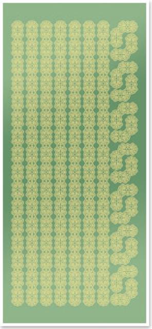 Stickerbogen 10 x 23 cm Spitzenbordüren und Ecken Gold-Spiegelfolie grün