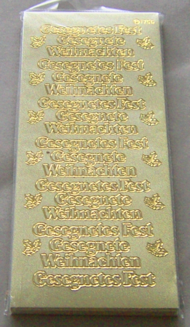 Stickerbogen 10 x 23 cm "Gesegnetes Fest, Gesegnete Weihnachten" gold-perlmutt-gold