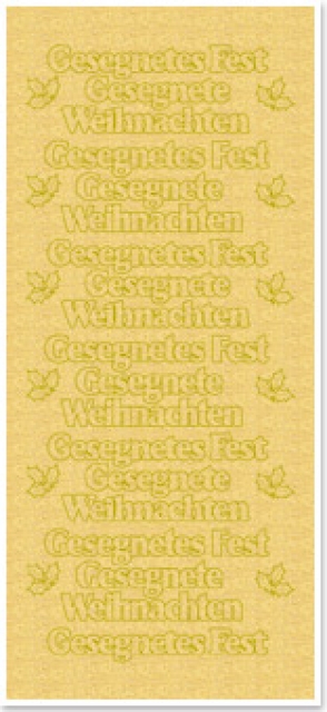 Stickerbogen 10 x 23 cm "Gesegnetes Fest, Gesegnete Weihnachten" gold-perlmutt-gold