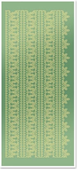 Stickerbogen 10 x 23 cm Spitzenränder 1, groß Gold-Spiegelfolie grün