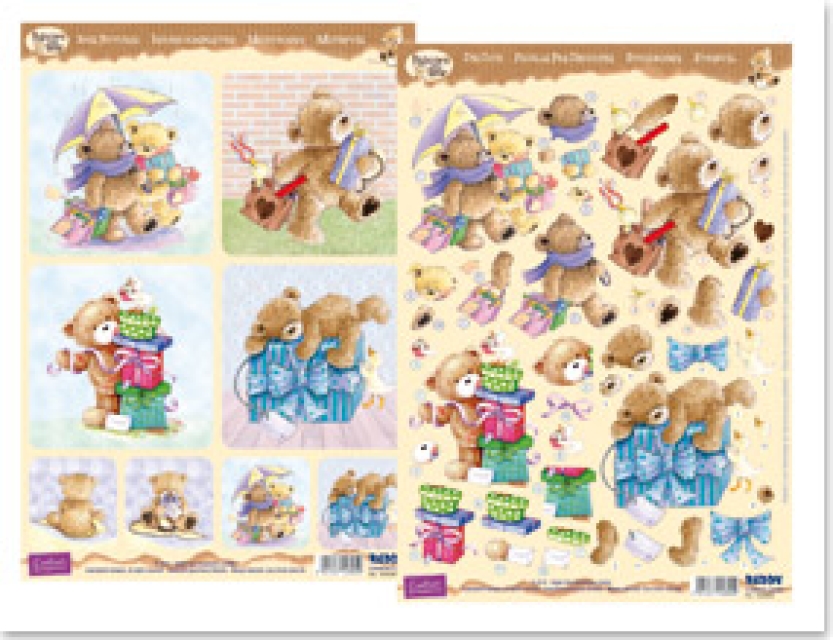 Reddy Cards "Popcorn the Bear" Geburtstag 1 3D Stanzbogen Set 1