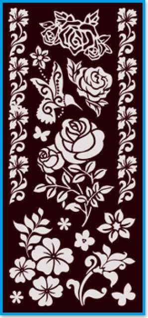 Reddy Cards Rubbel-Transfer Blumen & Schmetterlinge 3, schwarz