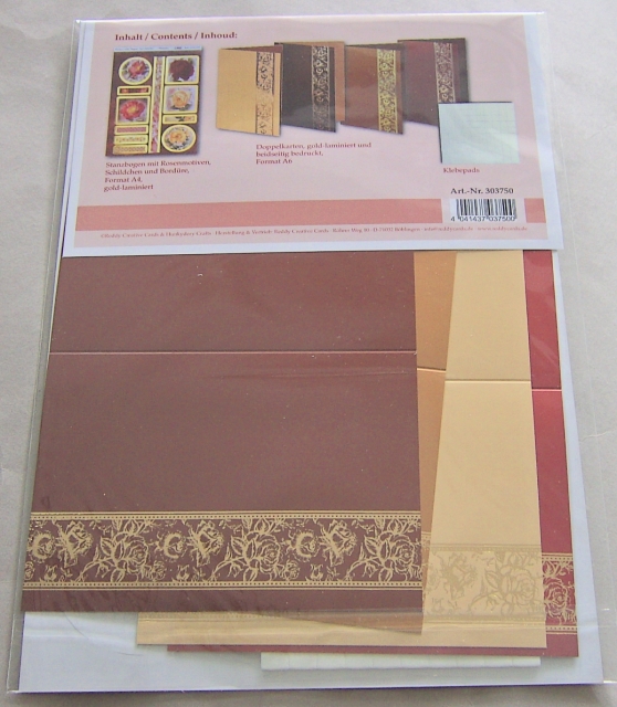 Reddy Cards Bastelset für 4 goldlaminierte "Rosenkarten"