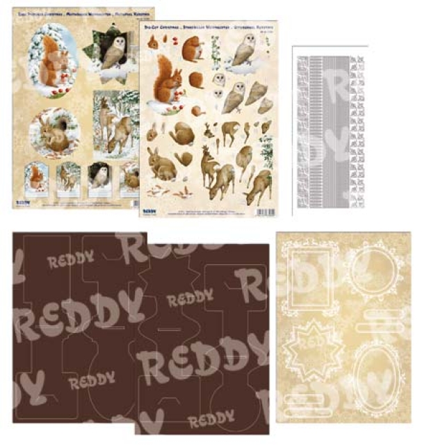Reddy Cards Bastelset für 4 Aufstellkarten "Waldtiere im Winter"