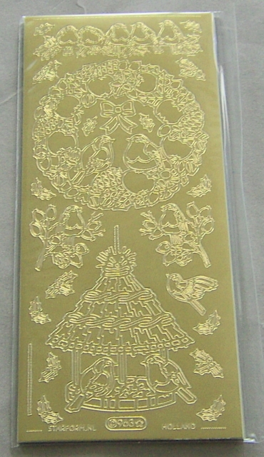 Le Suh Stickerbogen 10 x 23 cm Weihnachtskränze gold