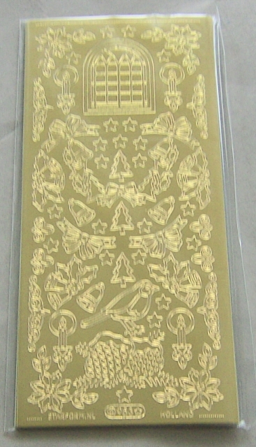 Le Suh Stickerbogen 10 x 23 cm Stern + Fenster + Kränze gold