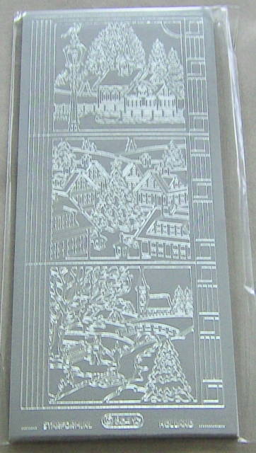 Le Suh Stickerbogen 10 x 23 cm Weihnachtslandschaft silber