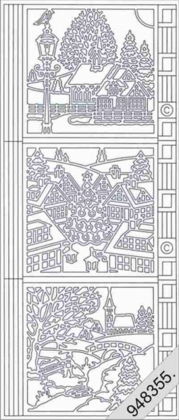 Le Suh Stickerbogen 10 x 23 cm Weihnachtslandschaft silber