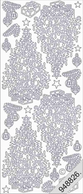 Le Suh Stickerbogen 10 x 23 cm Weihnachtsbaum silber