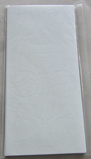 Le Suh Stickerbogen 10 x 23 cm Weihnachtskugeln weiss