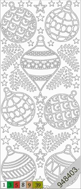 Le Suh Stickerbogen 10 x 23 cm Weihnachtskugeln weiss