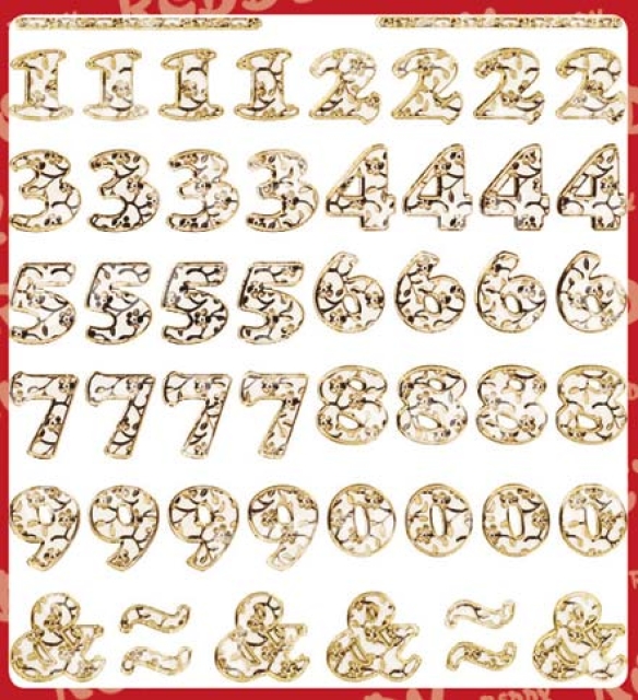 Stickerbogen MD-Scrapbook-Sticker Zahlen transparent gold