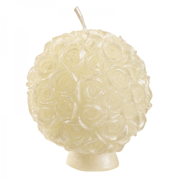 Kerze Rosenkugel 6 cm creme