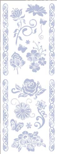 Reddy Cards Rubbel  Glitter-Transfer Blumen und Schmetterlinge 1, graublau