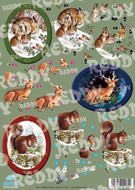 Reddy Cards Dufex 3 D Stanzbogen Waldtiere im Winter