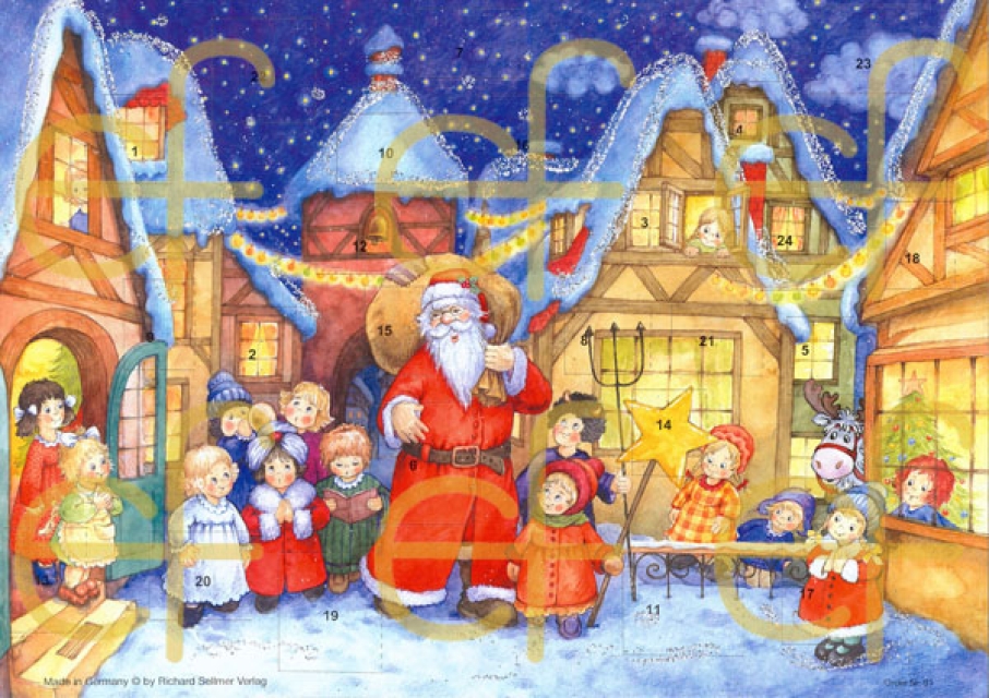 Adventskalender "Weihnachtsmann auf Dorfplatz"