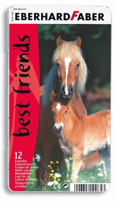 EBERHARD FABER 12 Farbstifte Metalletui Pferde