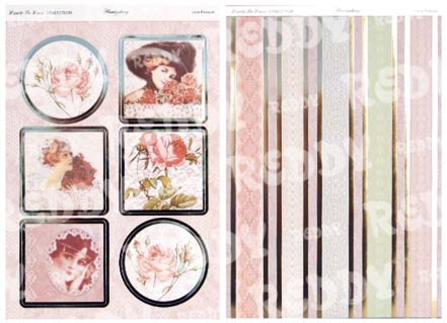 Reddy DeLuxe Stanzbogen silber laminiert, Lace Bouquet + Ränderbogen