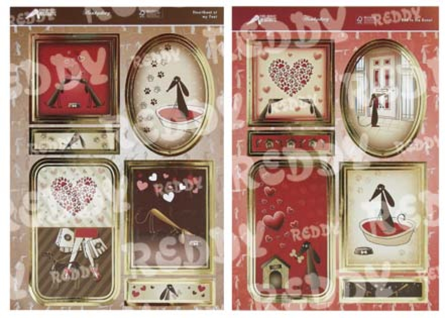 Reddy DeLuxe Stanzbogen gold laminiert, für Hundekarten, Heartbeat