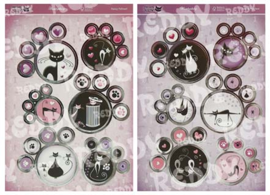 Reddy DeLuxe Stanzbogen für Pfotenkarten, Fancy Felines, silber laminiert