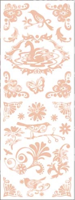 Reddy Cards Rubbel  Glitter-Transfer Blumen & Vögel, rosa
