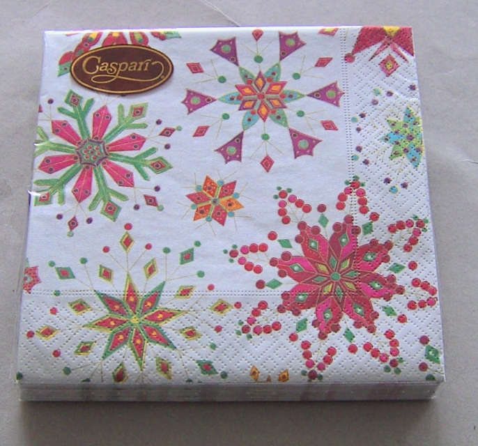 Caspari Lunch Serviette pro Stück Jeweled Snowflakes Pale Silver
