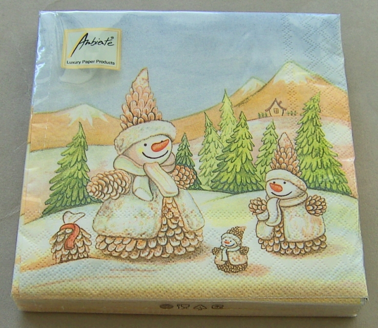 Ambiente Lunch Serviette 33 x 33 cm pro Stück Pinecone Snowmen