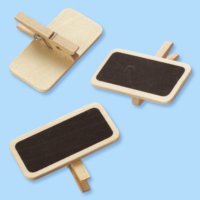 Hobbyfun Dekoteil Mini-Holztafel mit Klammer 4 x 2 x 3 cm