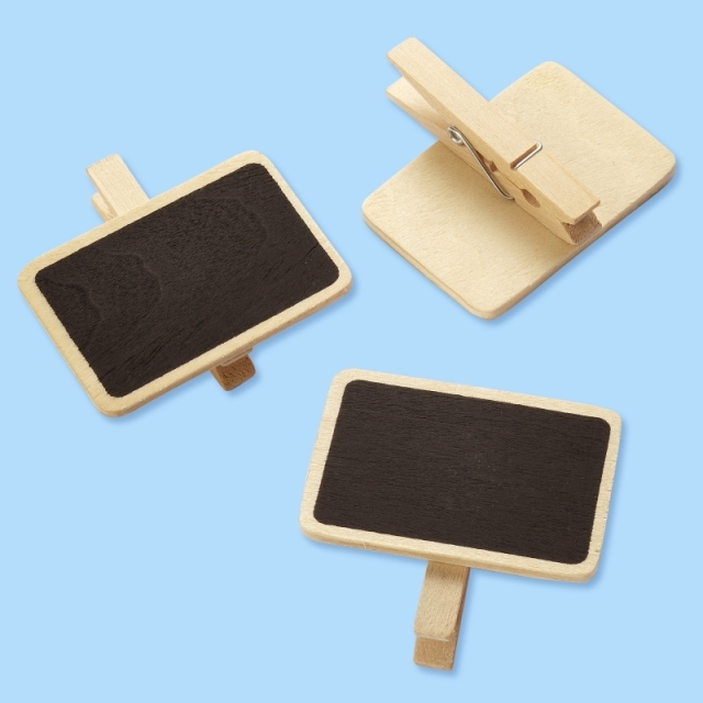 Hobbyfun Dekoteil Mini-Holztafel mit Klammer 5 x 3,5 x 4,8 cm