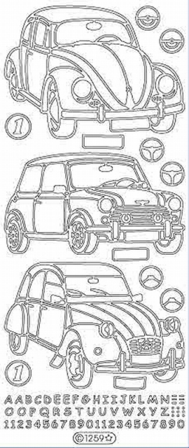 Le Suh Stickerbogen 10 x 23 cm Fahrzeug Autos gold