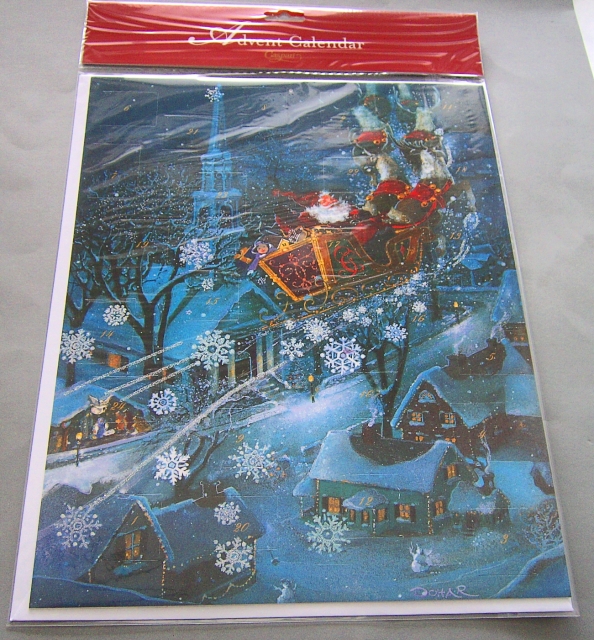 Caspari Adventskalender Karte "Santa Sleigh"