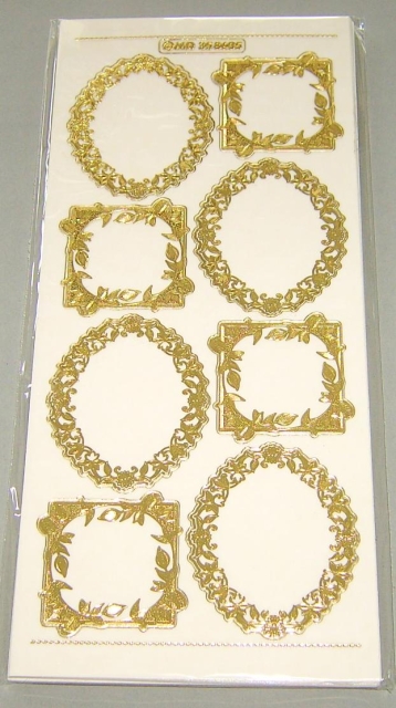 MD Sticker transparent Rahmen, Blumen gold