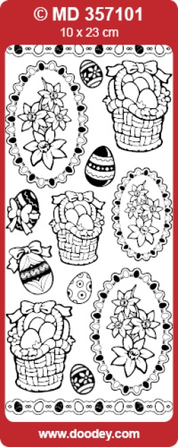 MD Sticker transparent Ostereier und Blumen gold