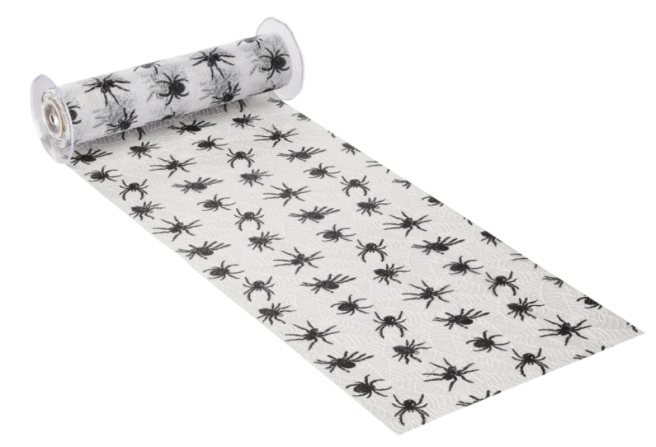 Deko-Stoff Spinne weiss pro Meter 29 cm breit