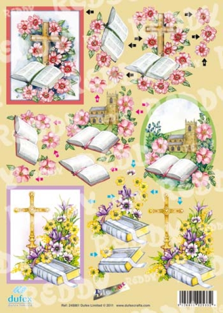 Reddy Cards Dufex 3 D Stanzbogen Bibel mit Blumen
